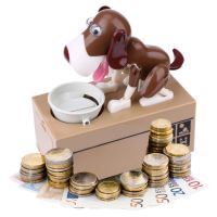 《Huahua grocery》กระปุกออมสินลูกสุนัข Hungry Eating Dog Coin Money Saver Saving Box Automatic Choken Robotic Money Box For Kids Birthday Giftเงินและธนาคาร