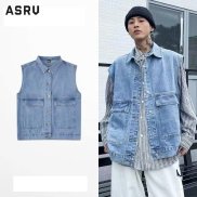 ASRV Men s denim vest casual sleeveless jacket fashion demin vest menswear