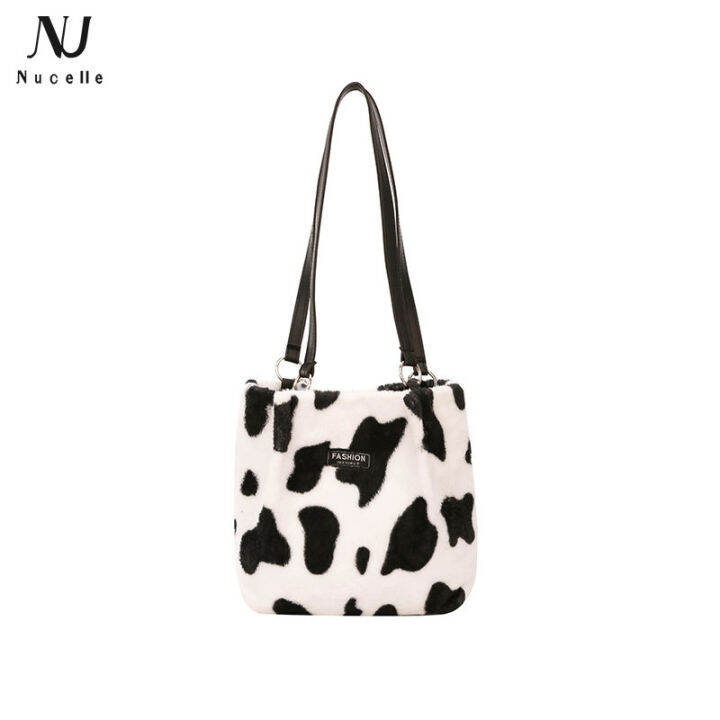 Nucelle Fashionable furry oneshoulder bucket bag girly western style