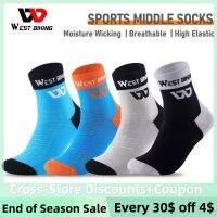 【YD】 WEST BIKING Cycling Socks Compression Road Mtb Contrast Color Middle Tube Basketball Football