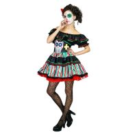 ชุดแฟนซี ผีสาว หัวกะโหลก เม็กซิกัน พรอพ ปาร์ตี้ ฮาโลวีน Sugar Skull Girl Day of the Dead Fancy Costume for Halloween
