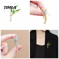 TIMIA โลหะผสมอัลลอยด์ เข็มกลัดรูปไม้ไผ่ เขียว/เงิน/ทอง ประดับด้วยเพชร การ์ตูนลายการ์ตูน ป้องกันแสงสะท้อน ชายผู้