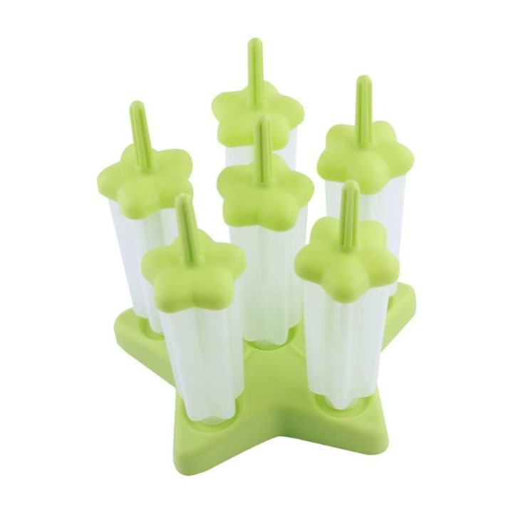 แม่พิมพ์ไอศกรีมแช่แข็งทรงสี่เหลี่ยม-รูปดาวห้าแฉก6เซลล์พร้อมที่ใส่เครื่องทำไอติม-ice-lo