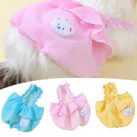 Pet Dress Comfortable Irregular Hem Polyester Grid Pattern Bear Pet Clothes for Summer Dresses