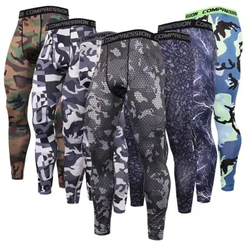 Elastic Leggings Men Compression Pants Printed Running Tights