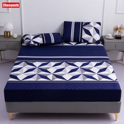 【CW】 Cheeyouth Mattress Cover Soft Breathable Fitted Bed Sheet Printed King Non slip Dust