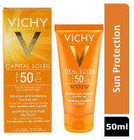 Vichy Ideal Soleil Dry Touch Face Cream SPF 50 50ml วิชี่ ครีมกันแดดคุมมัน เพื่อผิวแมทไม่มันเงา SPF50 50ml.(ครีมกันแดด)