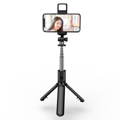 ZP Selfie Stick ไร้สายบลูทูธพับได้ Mini Slr ขาตั้งกล้องเติมแสงรีโมทคอนโทรลสำหรับ Ios Android
