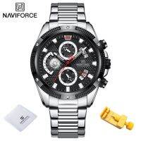 ⌚Naviforce นาฬิกาข้อมือควอตซ์สำหรับผู้ชาย,นาฬิกาลดราคาแบรนด์หรูดีไซน์เหล็กสเตนเลสทนทานโครโนกราฟกันน้ำ