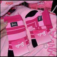 ANQII 2 Pairs ลายทางสีชมพู ถุงเท้าตุ๊กตาบาร์บี้หญิง นุ่มนุ่มๆ ตัวอักษรรูปหัวใจ ถุงเท้าบาร์บี้ MID-TUBE ของเล่นสำหรับเด็ก ผ้าคอตตอน ถุงเท้าหัวใจหวาน สำหรับผู้หญิง