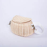 ฤดูร้อนใหม่เด็กทารกเด็กผู้หญิง Handmade Plaited Straw กระเป๋าตะกร้าหวาย Pannier Dual ใช้กระเป๋าเป้สะพายหลัง Crossbody กระเป๋าสำหรับเด็กผู้หญิง