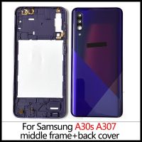 Annisoul SHOP A307G A307F A307 A30s,สำหรับ Samsung Galaxy กรอบกลางเคสแบตเตอรี่ฝาหลังสติกเกอร์เลนส์กล้องถ่ายรูปประตูหลัง