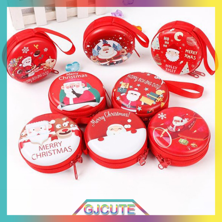 gjcute-กระเป๋าใส่เหรียญลายคริสต์มาสน่ารัก1ชิ้นกระเป๋าสตางค์เด็กผู้หญิงลายการ์ตูนกล่องจัดระเบียบหูฟัง