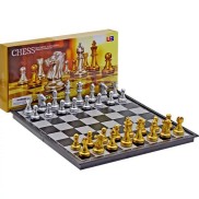 Premium Metal magnetic chess set gold sliver plated large size children s