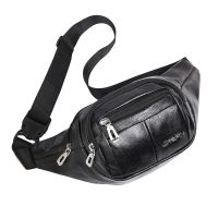 [COD] Mens waist bag mens shoulder large capacity multi-layer practical leather casual business