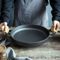 32cm Round Cast Iron Pan, Double-Eared cast iron skillet, cast iron non-stick Dutch Oven, cast iron Baking Trays Pans