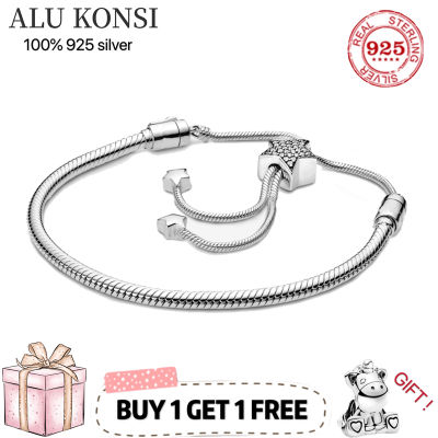 Hot Sale fit Original pan Bracelet for Women Real 100 925 Sterling Silver Snake Chain Bangle Charms DIY high quality Jewelry