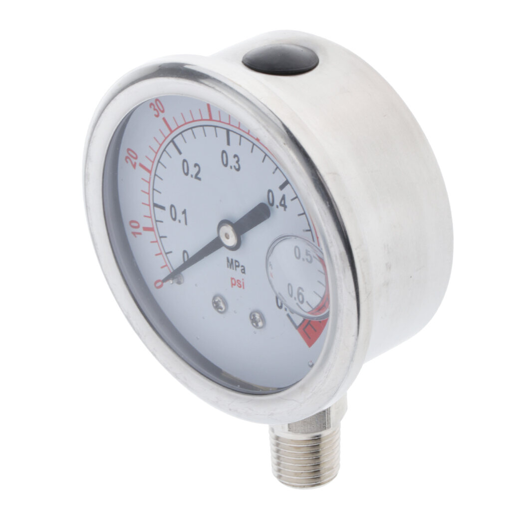 Chrome Plated Steel Case Lower Mnt 1/4"NPT 2-1/2" Vacuum Gauge -30 inHg/0 