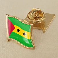 Sao Tome and Principe Country Sao Tome and Principe National Flag Crystal Resin Emblem Brooch Flag Badges of the World All-metal Brooch Copper Brooch Collection