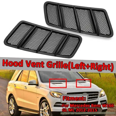 2X Side Hood Air Vent Grille Cover for Mercedes-Benz W166 ML GL Class 2012-2015 1668800105 1668800205