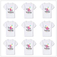 【cw】2020 Happy Birthday Children T-shirt for Boys Girls Short Sleeve Toddler Kids Party Clothes for 1 2 3 4 5 6 7 8 Years Old Child