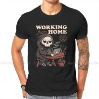 Working From Home Creepy Skull TShirt For Male Baphomet Satan Lucifer Clothing Style T Shirt Soft Print Fluffy