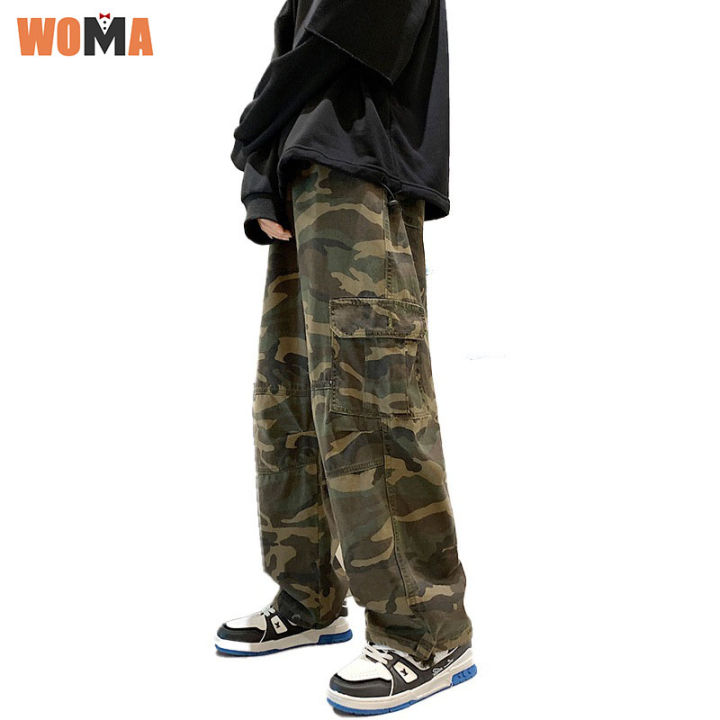 woma-กางเกงขายาววอม-ผู้ชายกางเกงคาร์โก้ลำลองผู้ชายกางเกงลายพรางกางเกงคาร์โก้-วัสดุเพิ่มความหนา-ทรงหลวม