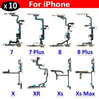 10Pcs ปุ่มเปิด / ปิดสวิตช์ควบคุมระดับเสียงปุ่มกุญแจ Flex Cable สําหรับ iPhone 7 7G 8 8G Plus X XR XS Max อะไหล่