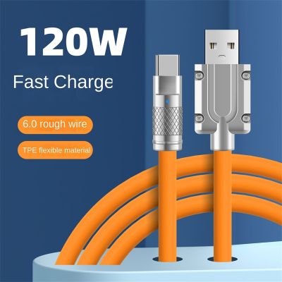 120W 6A Super Fast Charge Liquid Silicone Cable Type-C Charger Data Cable For Xiaomi Huawei Samsung Zinc USB  Data Line 1m 2m Cables  Converters