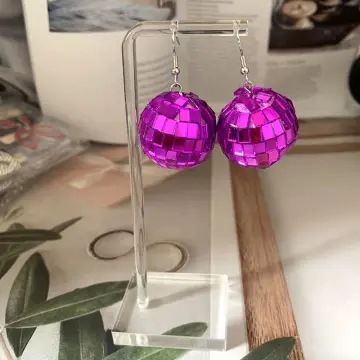 Disco Ball Earrings,Disco Earrings,Silver Mirror Ball Earrings,70S Earrings,60'S  | eBay