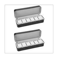 2 PCS 6 Slot Watch Box Portable Travel Zipper Case Collector Storage Jewelry Storage Box(Black)
