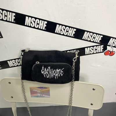 Y Demo Harajuku Letters Embroidery Women Chains Bag Punk Gothic ns One Shoulder Bag For Female