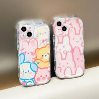 เคสโทรศัพท์ขอบลายคลื่นสไตล์น่ารักใช้ได้กับ IPhone14 13 12 11 Pro Max XS ฝาหลัง TPU นุ่มกันกระแทกเรียบ