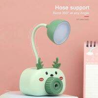 Cartoon Piggy Pen Holder Pencil Sharpener Mini Table Lamp USB Charger LED Light Child Student Eye Protection Lamp