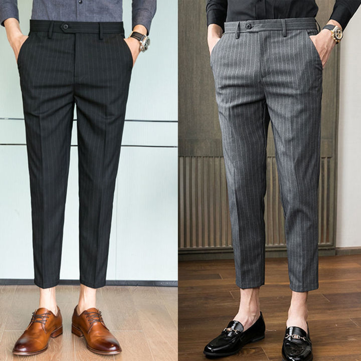 Buy hk-ehunter Men's Korean Style Autumn Cropped Dress Pant - Dark Grey  2023 Online | ZALORA Singapore