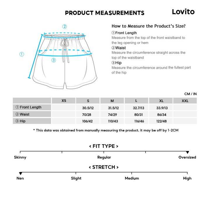 lovito-กางเกงขาสั้นขากว้างลำลองสีทึบ-l24ed037-สีดำ