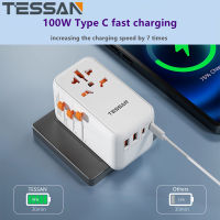 100W GaN PD Wall Charger Fast Charging Universal Travel Adapter Dual Type C +18W USB A for Ipad phones MacBook ,Type C Adaptor Universal Adapter, Worldwide Travel Adapter, All-in-one Outlet Adapter Converter SG USA to Europe UK EU AUS (Type C/G/A/I)