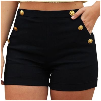 Women Casual Hot Pants Plus Size Zipper Shorts Elastic Band Lady Summer Shorts Trouser Solid Color Beach High Waist Short Pants