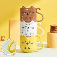 1pc Cute Cat Mouthwash Cup Toothbrush Cup Home Travel Creative Cartoon Kitten Thickened Wash Cup Bathroom Cleaning Tumblers