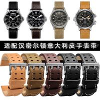 เหมาะสำหรับแฮมิลตัน Hamilton Field Khaki Aviation Classic Italian Leather Watch Strap 20 22มม.