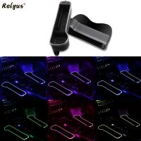 hotx 【cw】 Led Colorful Car Crevice Storage 2 Usb Fast Charging Filler Cup Card Holder Organizer