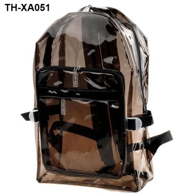 New summer rainproof womens backpack 2023 transparent back pvc Korean version all-match plastic jelly homeless bag