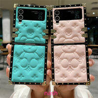 เคสโทรศัพท์สี่ป้องกันมุมกันกระแทกพับได้เป็นมิตรกับผิวสำหรับ Samsung Galaxy Z Flip4 Flip3ไม่ติดลายนิ้วมือไม่ติดที่หรูหรา