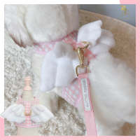 Glitter Pooch Harness ชุดรัดอก สายจูง เสื้อผ้า สุนัข, หมา, แมว, สัตว์เลี้ยง พร้อม สายจูง รุ่น Double Wing Pink