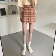 9ZhouGZ Chun xia han edition cultivate one s morality show thin fashion plaid skirt of tall waist students the ins bust skirt of exposed package hip a word thumbnail