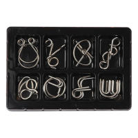 Metal Wire Puzzle Set 8pcs Disentanglement Puzzle Unlock Interlock Toys IQ Puzzle Brain Teaser Metal Brain Teaser Puzzles for Kids Adult standard