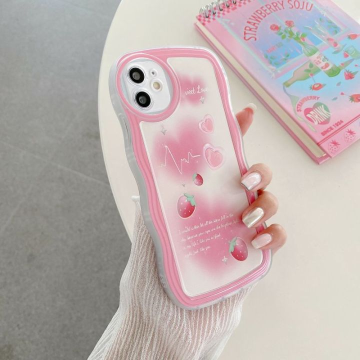 เคสสำหรับ-xiaomi-11-lite-5g-ne-11t-pro-12t-poco-x5-pro-c40-x3-gt-x4-nfc-x4-pro-f4-m3-m4-reami-note-12เคสนิ่มใส่โทรศัพท์ซิลิโคนสีรุ้งยิ้ม3d-ขอบหยักสตรอเบอร์รี่-tpu-กล้องถ่ายรูปทรงกลมกันกระแทก