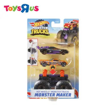  Hot Wheels Monster Trucks, Transporter and Racetrack, Includes  1:64 Scale Bone Shaker Monster Truck and 1:64 Die-Cast Toy Car : Toys &  Games