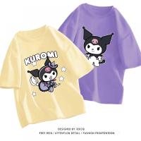 Sanrioed เสื้อยืด Kuromi แขนสั้นน่ารักกางเกงขาสั้นนุ่มชุด Kawaii รูปการ์ตูนคู่ชายหาดฤดูร้อนสบายเสื้อผ้า Gifts