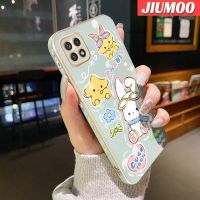 JIUMOO เคสโทรศัพท์ปลอกสำหรับ Samsung Galaxy A22 5G เคส M22 A22เก๋ไก๋การ์ตูนกระต่ายน่ารักแฟชันสุดสร้างสรรค์ชุบหรูหราเคสดีไซน์ใหม่ลายขอบกันกระแทกเคสนิ่มป้องกันเลนส์กล้องคลุมทั้งหมด